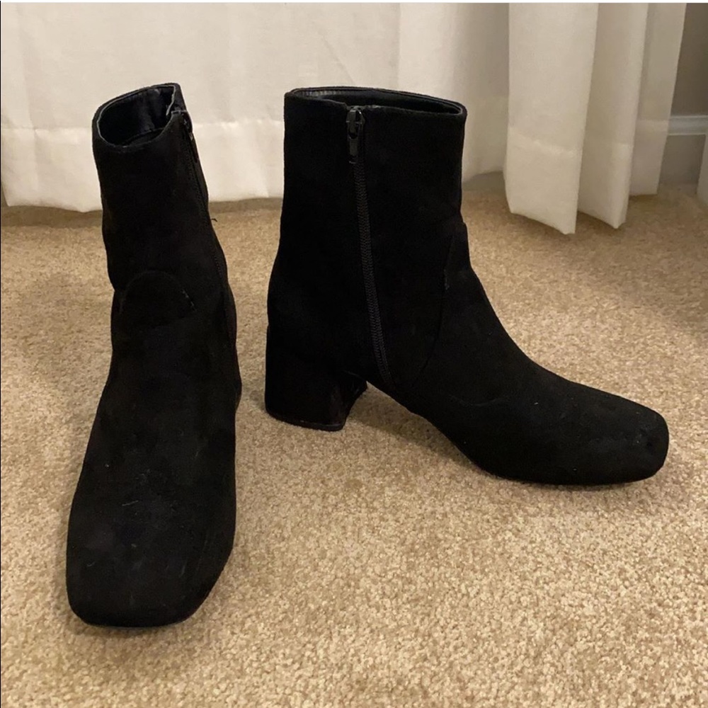 Suede black booties